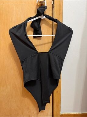 Black Halter Bodysuit Top - Women's